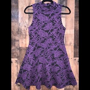 Black and purple paisley halter neck dress